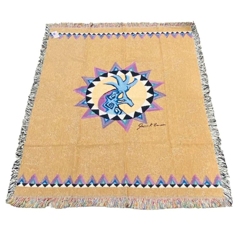 Southwest Kokopelli Tapestry Afghan Throw by Artist Jason Brown